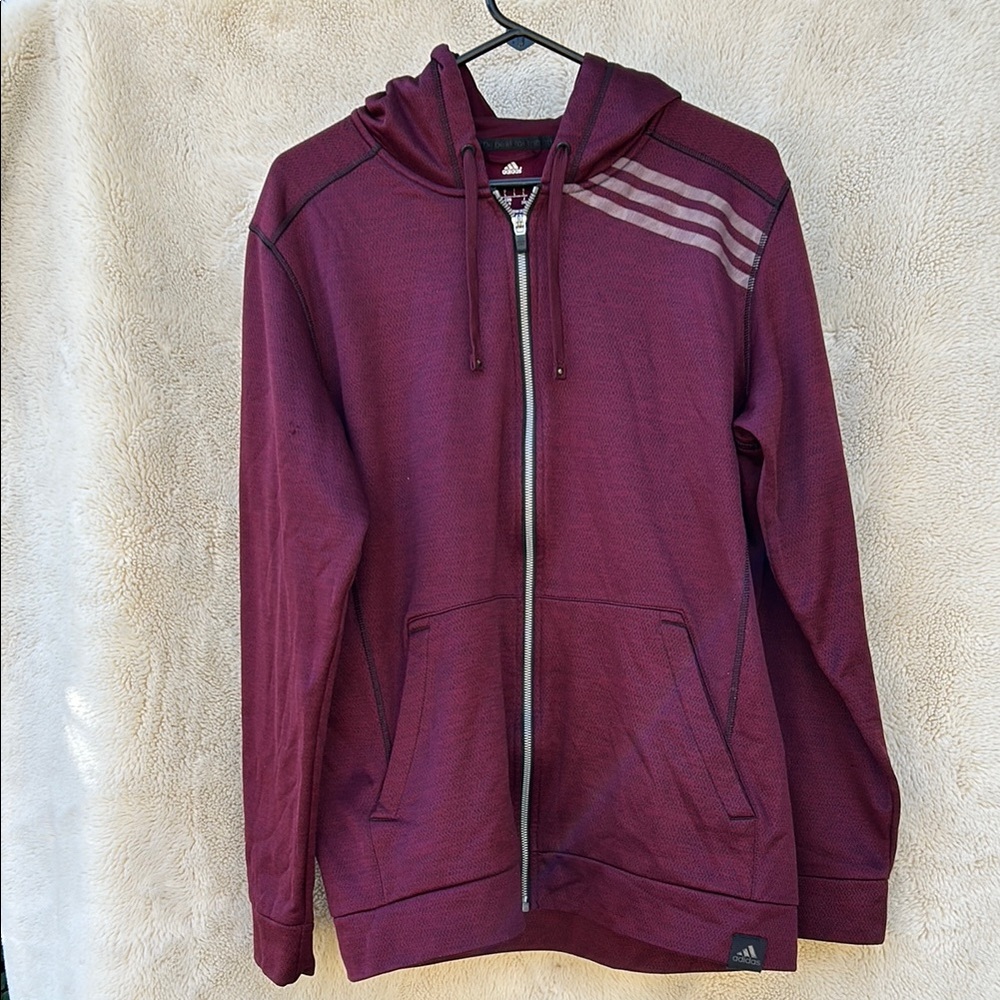 Adidas Burgundy Zip-Up Hoodie